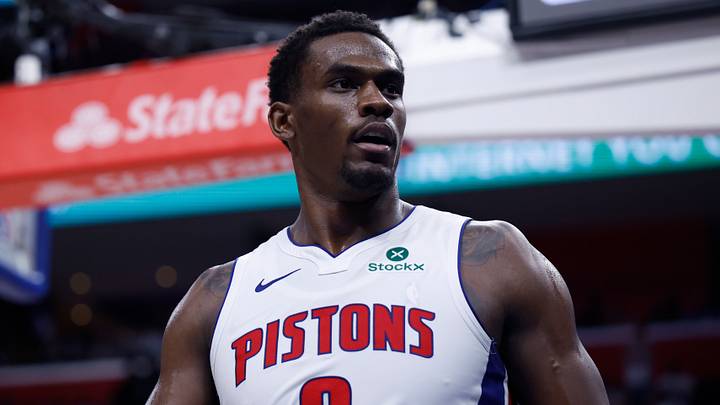 Apr 22, 2026; Detroit, Michigan, USA; Detroit Pistons center Jalen Duren (0) reacts during the second half against the Orlando Magic during game two of the first round of the 2026 NBA Playoffs at Little Caesars Arena. Mandatory Credit: Rick Osentoski-Imagn Images