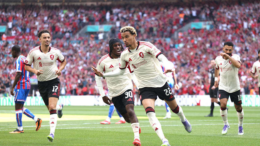 Hugo Ekitiké celebrating for Liverpool.