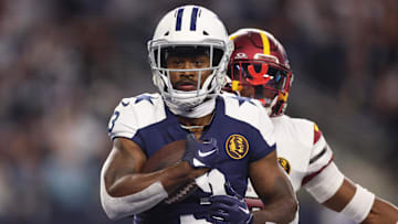 Nov 23, 2023; Arlington, Texas, USA; Dallas Cowboys wide receiver Brandin Cooks (3) scores a touchdown in the second quarter against the Washington Commanders at AT&T Stadium. Mandatory Credit: Tim Heitman-Imagn Images