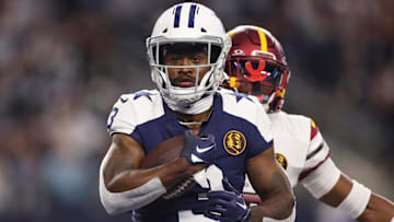 Nov 23, 2023; Arlington, Texas, USA; Dallas Cowboys wide receiver Brandin Cooks (3) scores a touchdown in the second quarter against the Washington Commanders at AT&T Stadium. Mandatory Credit: Tim Heitman-Imagn Images