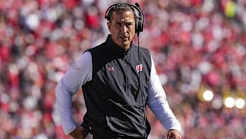 Sep 7, 2024; Madison, Wisconsin, USA;  Wisconsin Badgers head coach Luke Fickell looks on during the second quarter against the South Dakota Coyotes at Camp Randall Stadium. Mandatory Credit: Jeff Hanisch-Imagn Images