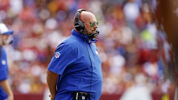 New York Giants head coach Brian Daboll looks on during the second quarter against the Washington Commanders at Northwest Stadium.