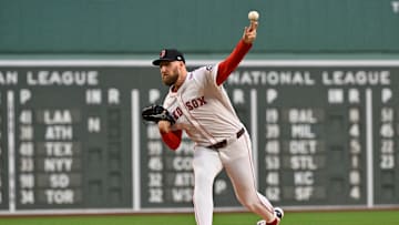 May 21, 2025; Boston, Massachusetts, USA;  Boston Red Sox starting pitcher Garrett Crochet (35) pitches against the New York Mets during the first inning at Fenway Park. Mandatory Credit: Eric Canha-Imagn Images