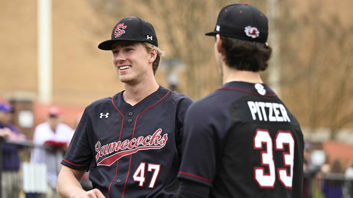 South Carolina baseball pitchers Tyler Pitzer and Connor McCreery during the 2023 season