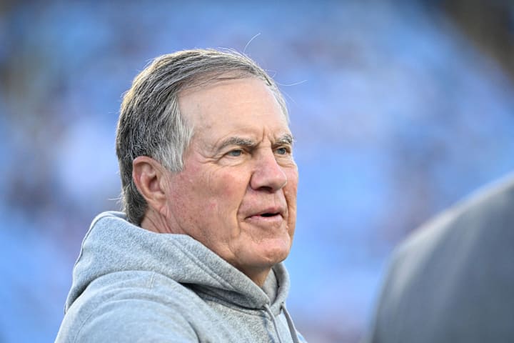 North Carolina Tar Heels head coach Bill Belichick on the field before the game at Kenan Stadium. 