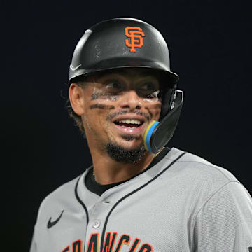 Jul 5, 2025; West Sacramento, California, USA; San Francisco Giants shortstop Willy Adames (2) during the seventh inning against the Athletics at Sutter Health Park.