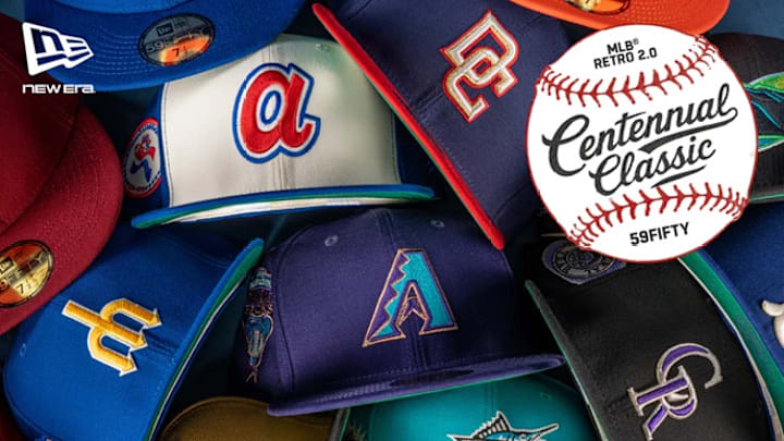 Hats from Lids' MLB Retro Classic 2.0 "The Centennial Classic."
