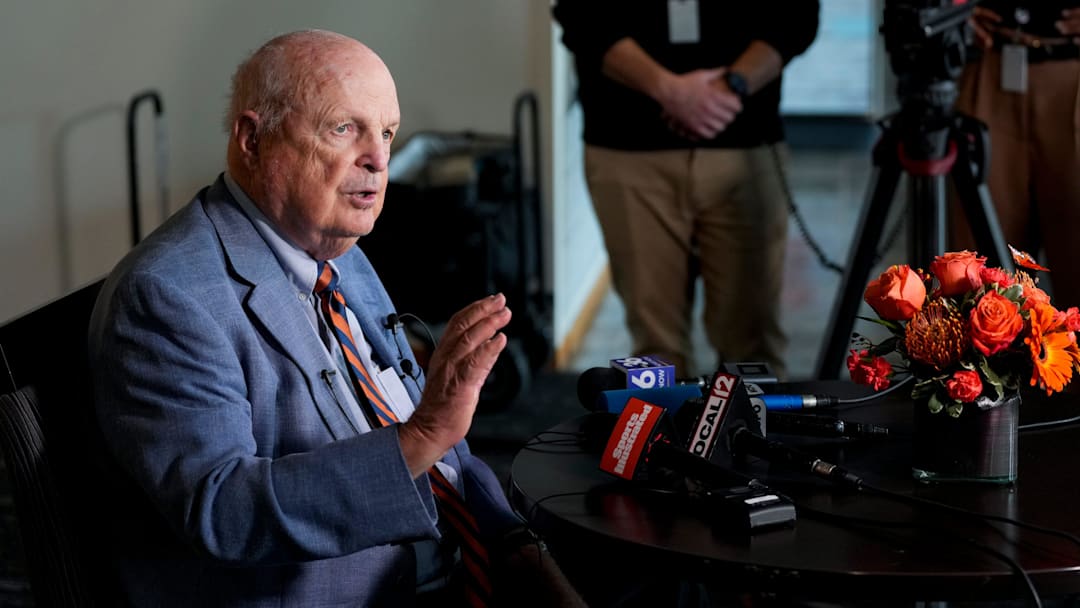 Team owner Mike Brown takes questions from reporters during the annual Cincinnati Bengals season kickoff luncheon at Paycor Stadium in downtown Cincinnati on Monday, July 22, 2024. Team owner Mike Brown takes questions from reporters during the annual Cincinnati Bengals season kickoff luncheon at Paycor Stadium in downtown Cincinnati on Monday, July 22, 2024.