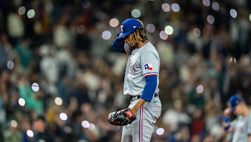 Sep 13, 2024: Texas Rangers relief pitcher Jose Urena (54) is pictured during a game against the Seattle Mariners at T-Mobile Park. 