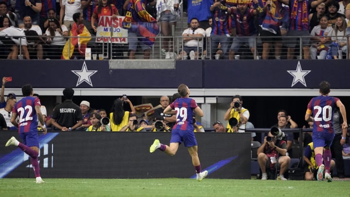 Barcelona academy product Fermin Lopez (centre) stole the show in el Clasico