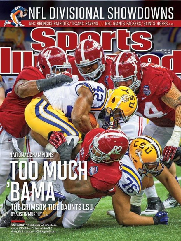 Former Alabama linebacker Courtney Upshaw and defensive teammates on cover of Sports Illustrated.