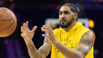 Dec 13, 2024; Philadelphia, Pennsylvania, USA; Indiana Pacers forward Obi Toppin before action against the Philadelphia 76ers at Wells Fargo Center. Mandatory Credit: Bill Streicher-Imagn Images