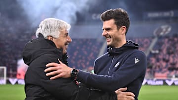 Atalanta boss Gian Piero Gasperini (left) has been linked with taking over from Thiago Motta