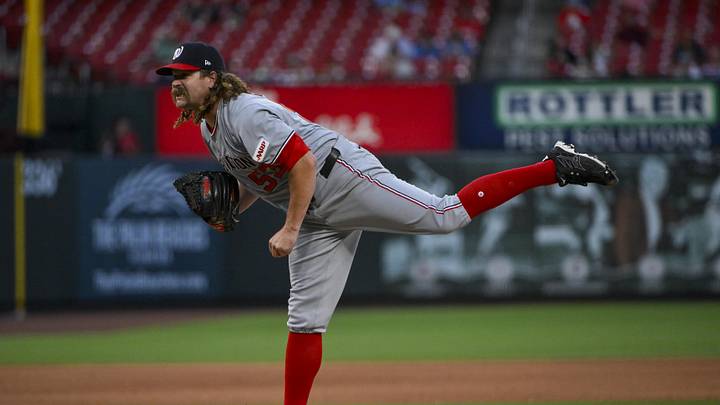 Jul 10, 2025; St. Louis, Missouri, USA;  Washington Nationals relief pitcher Andrew Chafin (53) pitches against the St. Louis Cardinals during the fifth inning at Busch Stadium. Mandatory Credit: Jeff Curry-Imagn Images