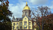 Oct 17, 2015; South Bend, IN, USA; General view of the golden dome at the main administration building on the campus of Notre Dame.