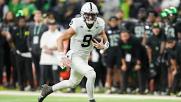 Former Penn State football and current Missouri quarterback Beau Pribula at the 2024 Big Ten Football Championship Game