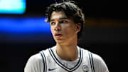 California guard Andrej Stojakovic looks on during a game.