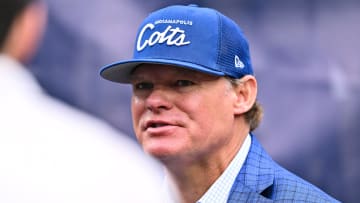 Sep 17, 2023; Houston, Texas, USA; Indianapolis Colts general manager Chris Ballard speaks with fans
