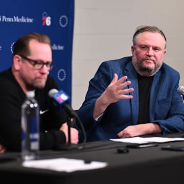 Nick Nurse and Daryl Morey address the media after the 76ers' season-ending loss.