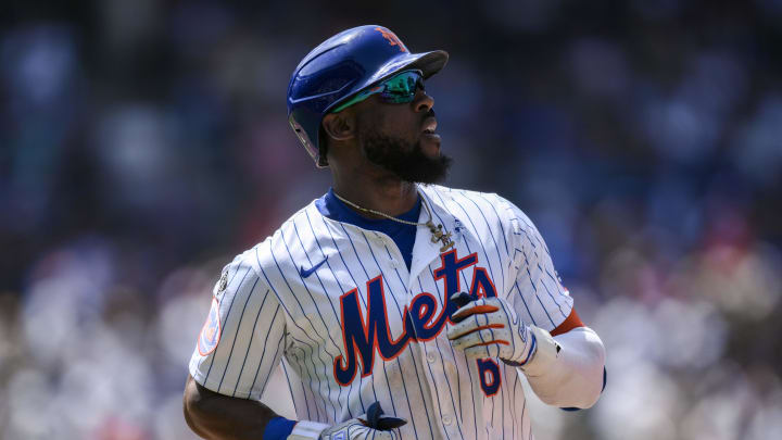 Jun 16, 2024; New York City, New York, USA; New York Mets outfielder Starling Marte (6) during a game against the San Diego Padres at Citi Field. Mandatory Credit: John Jones-USA TODAY Sports