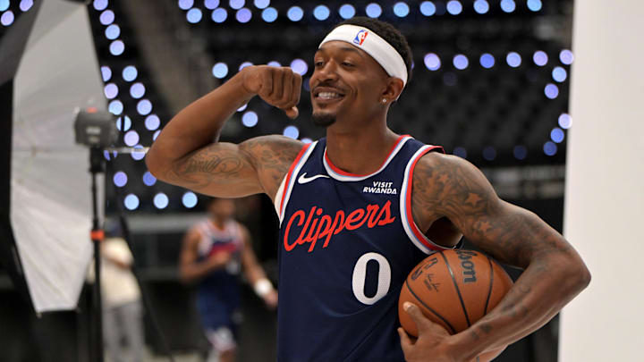 Sep 29, 2025; Inglewood, CA, USA; Los Angeles Clippers guard Bradley Beal (0) photographed during media day at Intuit Dome. Mandatory Credit: Jayne Kamin-Oncea-Imagn Images