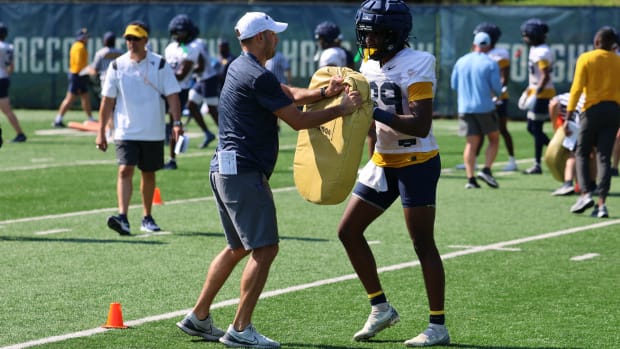 West Virginia University special teams coordinator and inside linebacker coach Jeff Koonz.