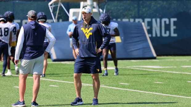 West Virginia University defensive coordinator Jordan Lesley.