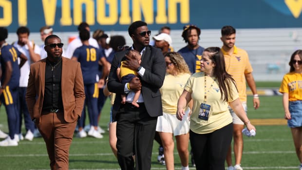 West Virginia University receivers coach Bilal Marshall