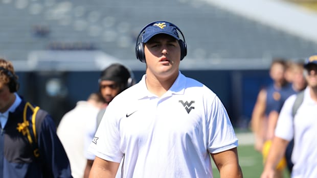 West Virginia University offensive lineman Landon Livingston