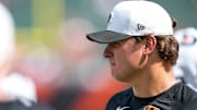 Cincinnati Bengals defensive end Trey Hendrickson (91) watches from the sideline in the fourth quarter of the NFL Preseason Week 3 game between the Cincinnati Bengals and the Indianapolis Colts at Paycor Stadium in Cincinnati on Saturday, Aug. 23, 2025. The Colts won 41-14.