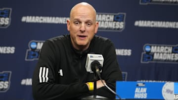 High Point coach Alan Huss answers questions during his press conference at Amica Mutual Pavilion in Providence, R.I. on Wednesday. 