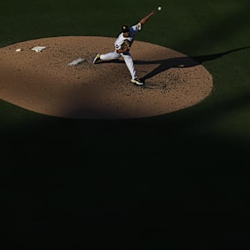 San Diego Padres relief pitcher Wandy Peralta (58) pitches against the Milwaukee Brewers during the sixth inning at Petco Park on June 22, 2024.