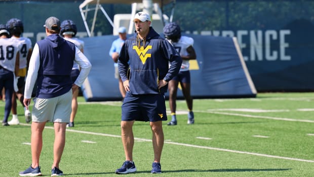 West Virginia University defensive coordinator Jordan Lesley