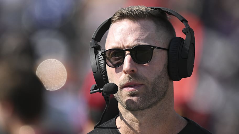 Oct 13, 2024; Baltimore, Maryland, USA;  Washington Commanders offensive coordinator Kliff Kingsbury on the sidelines during the first half against the Baltimore Ravens at M&T Bank Stadium. Mandatory Credit: Tommy Gilligan-Imagn Images | Tommy Gilligan-Imagn Images