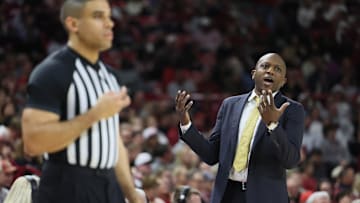 Missouri Tigers head coach Dennis Gates looks at his team upset, in a game against the Arkansas Razorbacks this season.