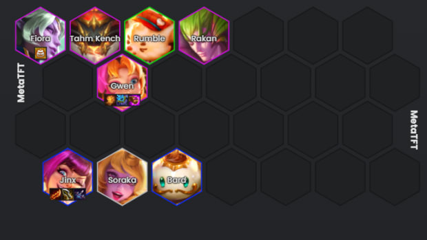 The late game board for Sugarcraft TFT Set 12