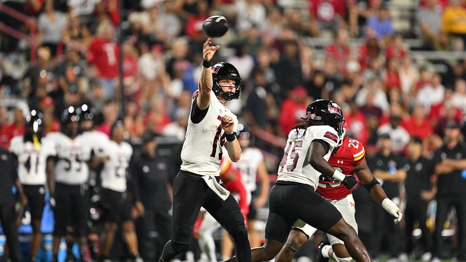 Northern Illinois Huskies quarterback Josh Holst in action against the Maryland Terrapins at SECU Stadium.