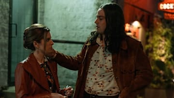 Anna Kendrick as Sheryl Bradshaw and Daniel Zovatto as Rodney Alcala in Woman of the Hour 