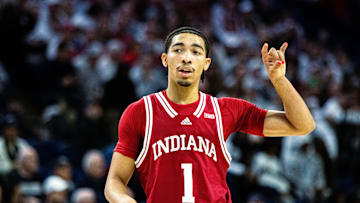 Indiana's Myles Rice (1) tries set up a plays for his teams against Penn State Nittany Lions - January 5, 2025