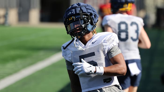 West Virginia redshirt junior Jaden Bray spring practice. 