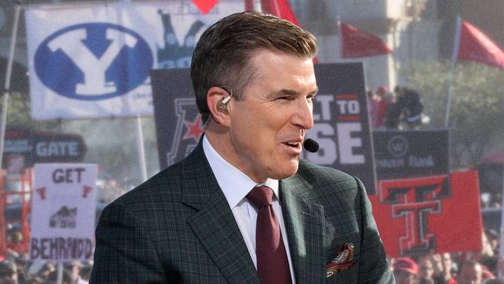 ESPN College GameDay host Rece Davis speaks during the live broadcast on the Texas Tech University campus on Nov. 8, 2025 in Lubbock, Texas.
