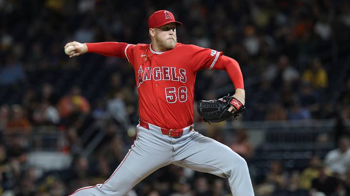 Sep 5, 2026; Pittsburgh, Pennsylvania, USA;  Los Angeles Angels relief pitcher Ryan Watson (56) pitches against the Pittsburgh Pirates during the seventh inning at PNC Park.  Mandatory Credit: Charles LeClaire-Imagn Images