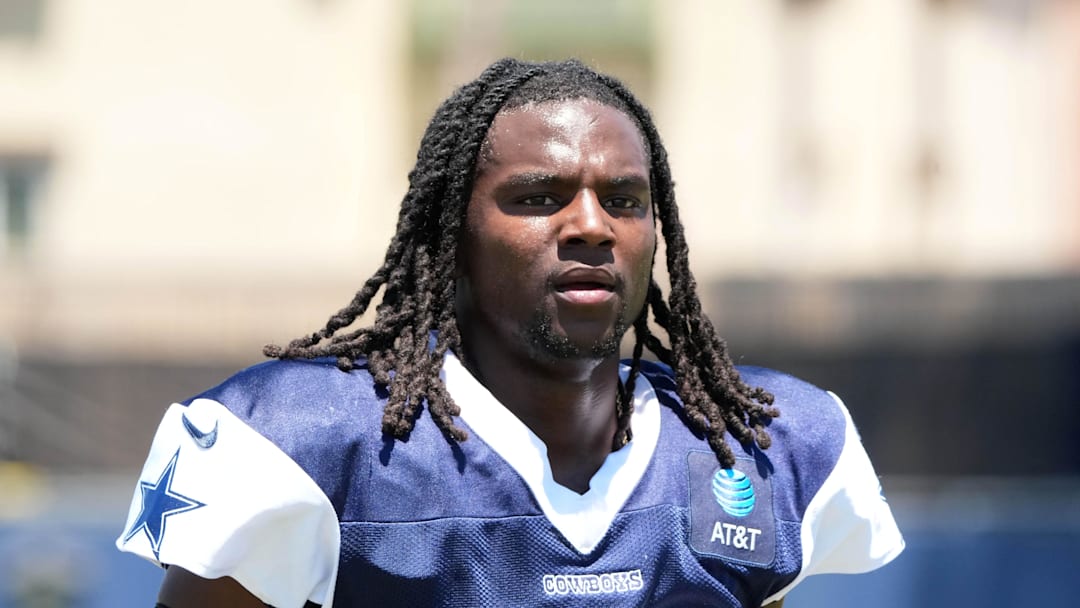 Jul 27, 2025; Oxnard, CA, USA; Dallas Cowboys cornerback Kemon Hall (43) at training camp at the River Ridge Fields. Mandatory Credit: Kirby Lee-Imagn Images Jul 27, 2025; Oxnard, CA, USA; Dallas Cowboys cornerback Kemon Hall (43) at training camp at the River Ridge Fields. Mandatory Credit: Kirby Lee-Imagn Images