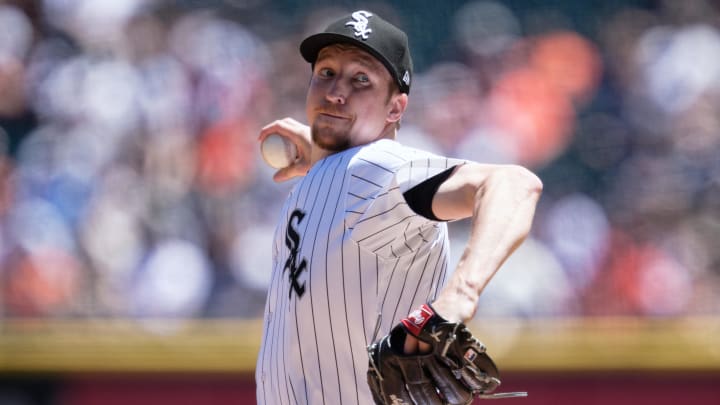 May 25, 2024; Chicago, Illinois, USA;  Chicago White Sox pitcher Erick Fedde (20) pitches against the Baltimore Orioles at Guaranteed Rate Field. Mandatory Credit: Jamie Sabau-USA TODAY Sports