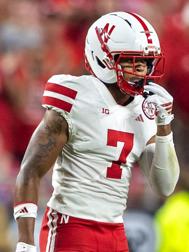 Nebraska defensive back Malcolm Hartzog Jr. during the Huskers' 2025 game vs. Cincinnati at Arrowhead Stadium in Kansas City