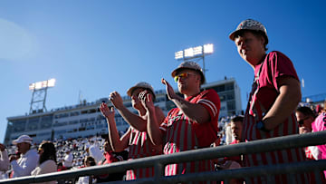 Ohio State Buckeyes fans cheer during the NCAA football game against the Penn State Nittany Lions at Beaver Stadium in University Park, Pa. on Monday, Nov. 4, 2024. Ohio State won 20-13.