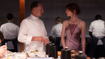 Ralph Fiennes and Anya Taylor-Joy in The Menu