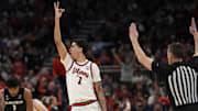Mar 21, 2025; Milwaukee, WI, USA: Illinois Fighting Illini forward Will Riley (7) gestures during the second half against the Xavier Musketeers at Fiserv Forum. 