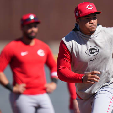 Cincinnati Reds infielder Noelvi Marte runs the bases during spring training workouts at Goodyear Ballpark on Feb. 19.