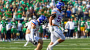Boise State linebackers Marco Notarainni and Boen Phelps.